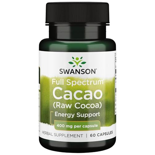 Image of Swanson Full Spectrum Cacao (Raw Cocoa) - Herbal Supplement Promoting Mild Energy Support - Traditional Whole Fruit Formula - (60 Capsules, 400mg Each)