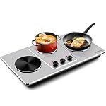 Cusimax Hot Plate,Countertop Triple Burner with 7″Cast Iron Cooktop,Electric Hot Plate for Cooking,11 Level Temperature Setting