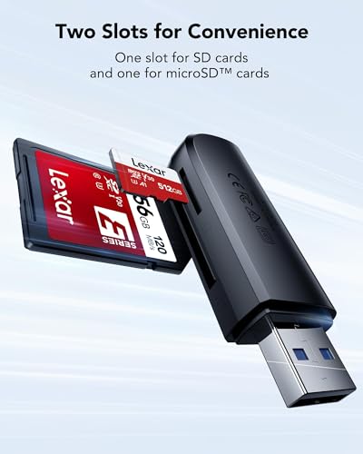 Image of Lexar Dual Slot USB-A Card Reader, USB 3.2 Gen 1 Up to 104MB /s,USB-A for SD /MicroSD /SDHC /SDXC Camera Card Reader Adapter,OTG Micro SD Card Adapter for PC /Laptop /Tablet
