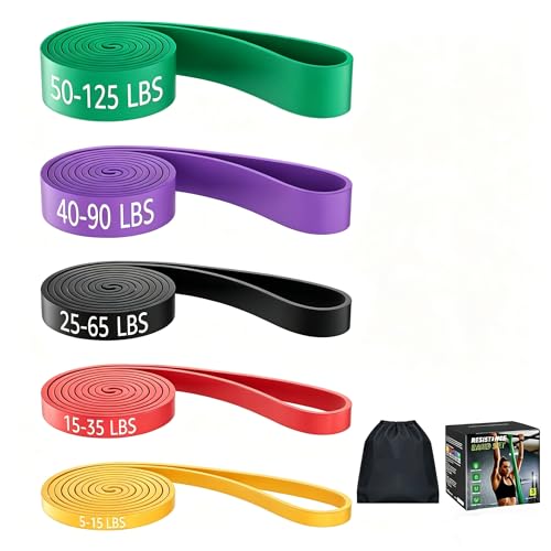 Image of AugKnot Resistance Bands for Working Out: 5-Levels Exercise Bands Set - Pull Up Assistance Elastic Silicone - Physical Therapy /Training /Stretching- Home Gym for Women and Men