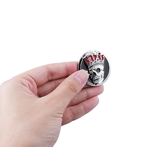 Image of 2pcs Skull Emblem Car Badge Sticker Waterproof Decoration Logo Decals for Car Motorcycle Fridge Computer Door (Silver Black)