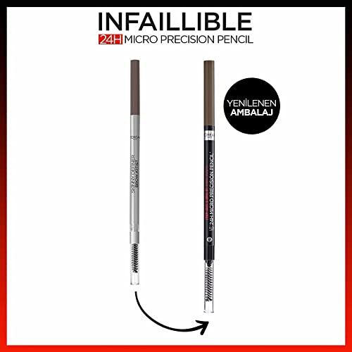 L’Oréal Paris Brow Artist Skinny Definer 109 Ebony, extra feiner Augenbrauenstift mit Bürste für präzises Auffüllen und Definieren von Brauen, 1 Stück