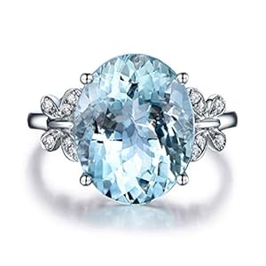 Wenbin Fashion Lady Natural Stone Topaz Ring Blue Topaz Bow Ring 925 Sterling Silver Oval Gemstone Ring Engagement Ring Wedding Jewelry Size 6-10 (US Code 10)