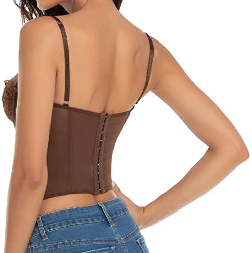 Raxnode Lace Corset Crop Tops For Women - Sexy Fashion Club Bodysuit With Buckle #TOP1