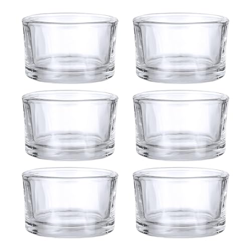 6 Piezas Portavelas Cristal Pequeño 47 * 25mm, Portavelas Transparente para Decoración de Salón, Decoración de Mesa, Regalos para Invitados, Decoración de Bodas y Decoración de Fiestas