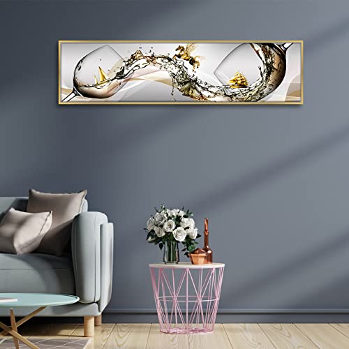 Image of PAINTINGMANTRA Running Horse on Water Large Canvas Painting Framed Panel Wall Painting, Framed Luxury Paintings for Home Decoration,Living room, Bedroom and Office Decor (White, 13x47 Inch)
