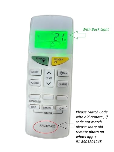 Image of Air Conditioner Remote Compatible with /Replacement for Dalkin Ac Remote | Model -ARC470A25 | Match with Your Existing Remote Before Placing The Order | Exactly Same Will Only Work