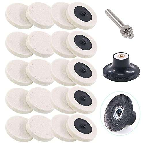 Tiardey 21pcs 2Komprimierte Wollgewebe-Polierscheiben-Polierscheiben mit 1 Stück Scheiben-Pad-Halter und 1/4-Schaft Perfekt für Polierprojekte