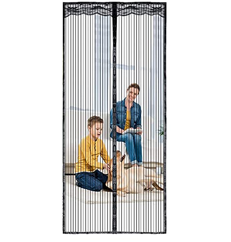 HUYYA Cortina magnética antimoscas para puertas y ventanas, cierre magnético automático, cierre de velcro (80 x 200 cm), color negro Cover