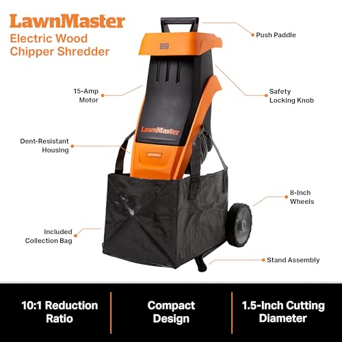 Lawnmaster FD1501 Electric Wood Chipper Shredder 15-Amp 1.5-Inch Cutting Diameter Max 10:1 Reduction thumb #5