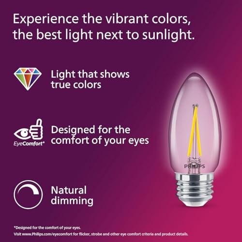 Image of PHILIPS LED 60W B11 9-Pack Ultra Definition Daylight (5000K) 300 Lumen (3.5W = 40W) Dimmable Clear Flicker-Free Candelabra Light Bulbs