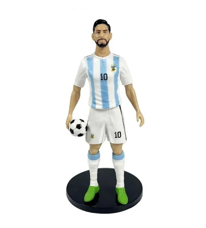 Image of Awestuffs Messi Argentina Action Figure | 20 cm PVC Collectible Football Figurine with Ball & Stand | Iconic Soccer Football Star | Premium Desk Decor Statue for Fans, Kids, Gifts & Sports Collectors