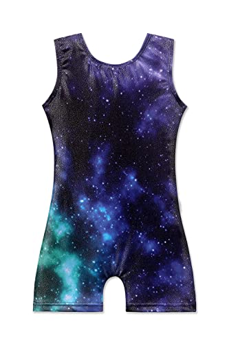 EQSJIU Blue Leotards For Girls Gymnastics With Shorts Galaxy Aurora Outfits Apparel Clothes Clothing Biketards Aqua Blue Purple Toddler Girls Kids Dancewear