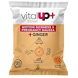 Vital Up+ | Caramelo Duro Sin Azúcar Travel Motion Sickness | 10 Uds, Ayuda Prevenir las Náuseas, Vómitos y Mareos Asociados a Viajes | Sabor Naranja con Jengibre, Sin Gluten ni Alérgenos