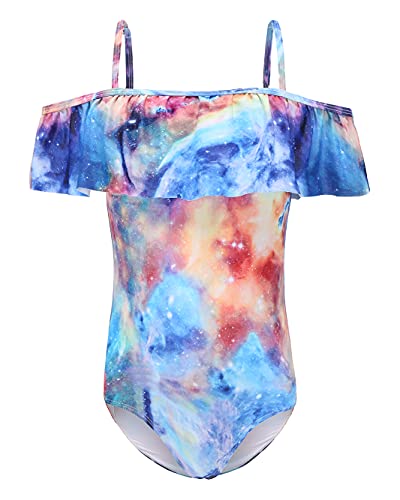 Image of Girls One Piece Swimsuits Off Shoulder Bathing Suit for Kids Hawaiian Swimwear 3-16 Years