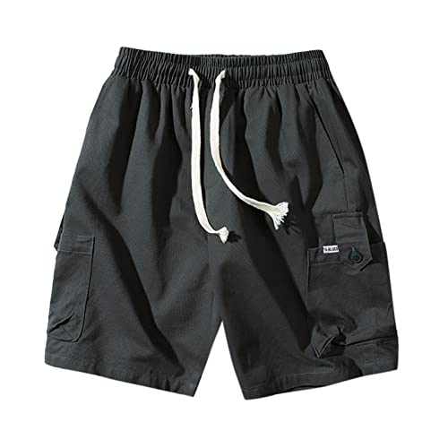 Bifuton Mens Shorts Athletic Men's Cargo Shorts Elastic Waistband Relaxed Fit Summer Casual Work Shorts A039 #TOP24