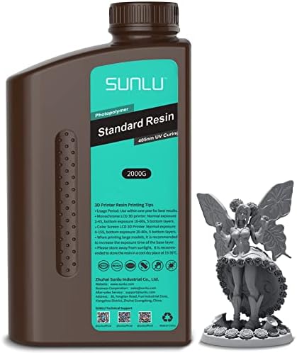 SUNLU 3D Printer Resin 1KG, 405nm UV Curing Standard Photopolymer Rapid Resin for LCD/DLP/SLA 3D Printing, High Precision, Low Shrinkage,Claer Red 1000g