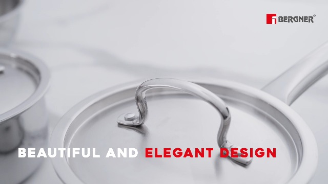 Bergner Tripro Triply Stainless Steel 4 Pc Cookware Set, 24 cm Indian Wok/Kadai with Lid, 22 cm Frypan, 16 cm Tea Pan, Even and Fast Heating, Induction Bottom, Gas Ready, Silver