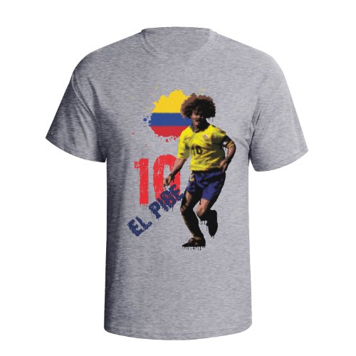 TeeSpirit Mens Football Legend Organic Cotton T-Shirt Carlos Valderrama Colombia Graffiti Style
