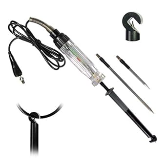 Automotive Audible Circuit Tester, 6-12V DC Hook Probe Test Light Heavy Duty, 59In-Long Cord Sharp Stainless Electric Pen Light & Buzzer Indicator
