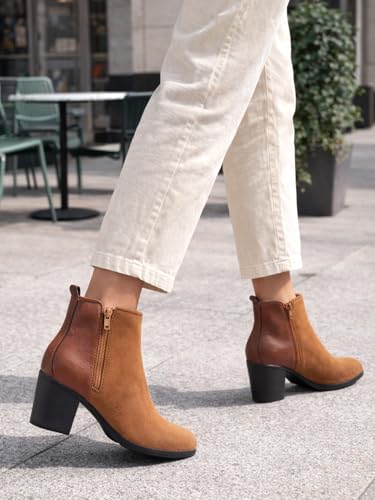 Image of Women's Ankle Boots with Block Heel | Side Zip Closure | Faux Suede Finish | Casual & Party Footwear Booties