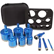 10Pcs Diamond Tile Hole Saw Kit, 1/4"-2" Vacuum Brazed Tile Drill Bits | Diamond Core Drill Bit Set with EVA Positioner & Storage Case | Dry & Wet Use | For Porcelain, Ceramic, Granite, Marble