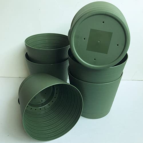 6 Plastic Flower Pots With Drainage Holes Gardening Pots Planters Accessories Planter For Outdoor Plant Pot Garden Décor Succulent Plant Pot Outdoor Patio Small Planters Indoor Plants Olive Green Bulk #TOP3