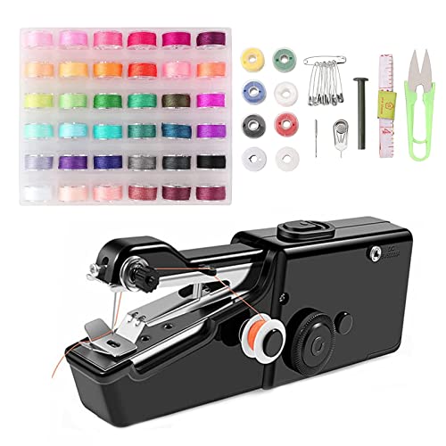 60 Pieces Sewing Machine kit, Handheld Sewing Machine Portable Handheld Sewing Machine 36PCS Color Thread Kit Sewing Threads Sewing Machine Accessories for DIY Clothes Fabrics Home Travel (Black)