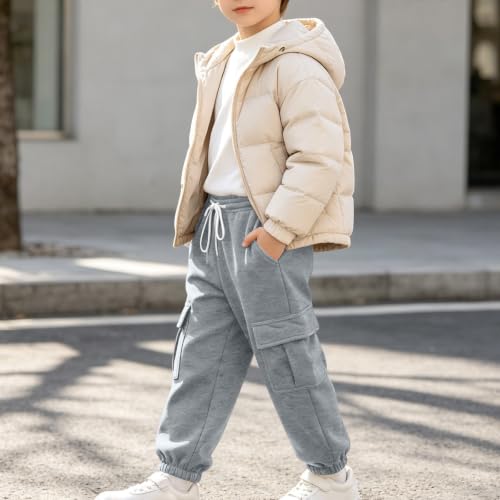 Boys Sweatpants High Waisted Cargo Sweat Pants Wide Leg Comfy Athletic Joggers Running Workout Gym Clothes - image 7