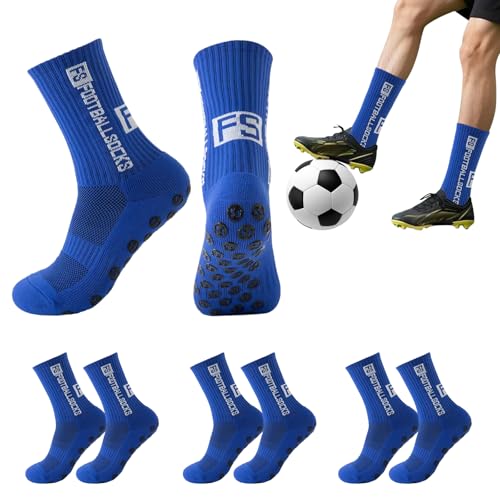 Detontek 3 Pares De Calcetines De Fútbol Para Adultos, Calcetines Futbol, Antideslizantes, Para Fútbol, Baloncesto, Running Y Ciclismo (Azul)