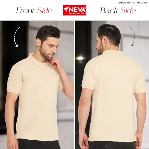 Image of NEVA Men's Regular Fit Half Sleeve Polo Neck T-Shirt with Chest Pocket