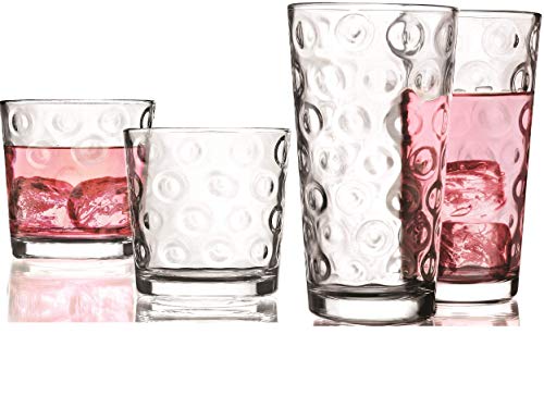 Circleware 40188 Circle Huge Set of 12-6-15.7 oz & 6-12.5 oz, Highball Tumbler Drinking Glasses and Whiskey Cups, Glassware for Water, Beer, Juice, Ice Tea, Beverage Decor, 12pc by Circleware - Used condition - US$12.70