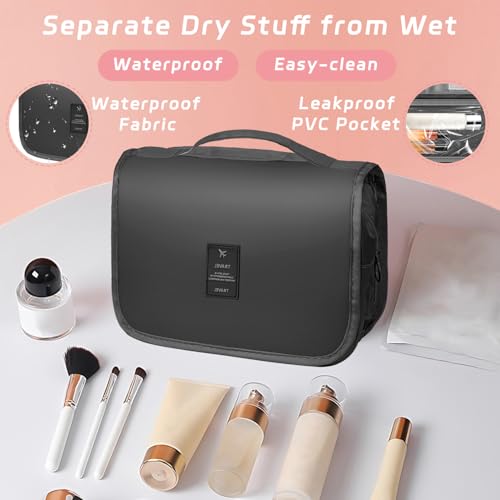 Image of Toiletry Bag Travel Bag with Hanging Hook for Women Men,Black Pure