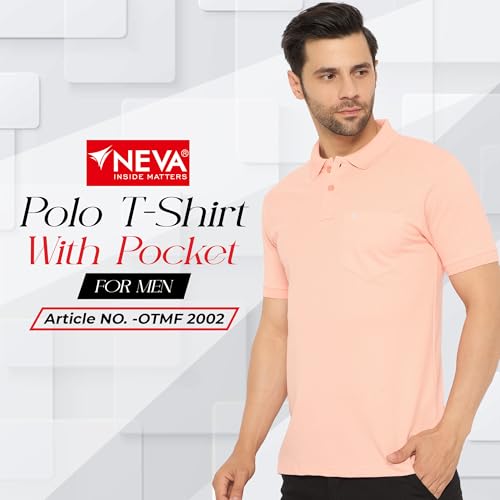 Image of NEVA Men's Regular Fit Half Sleeve Polo Neck T-Shirt with Chest Pocket