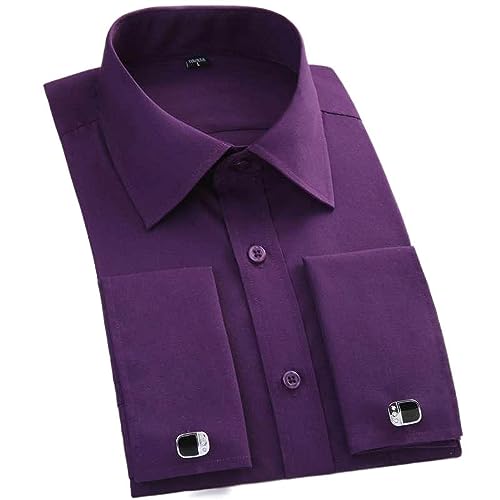 Chemise Habillée pour Homme Coupe Ajustée et Manches Longues en Couleur Unie