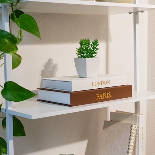 Image of Decorative Books with Storage (Dark Brown /Beige) - Set of 2 Faux Linen Book Boxes with Gold Stamped Covers - Enhance Your Coffee Table, Bookshelf - Hidden Storage for Photos, Keepsakes, and Jewelry
