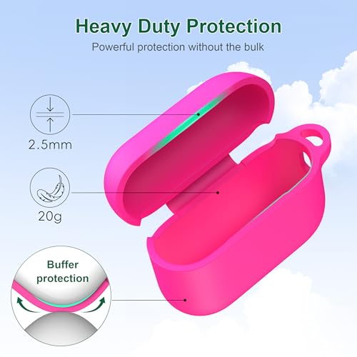 Image of R-fun for AirPods Pro 3rd Generation Case with Cleaner Kit, Soft Silicone Protective Case Cover for Apple AirPod Pro 3 for Women Men, AirPods Pro Case Accessories with Keychain, Rose Pink