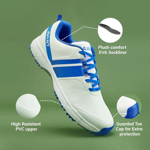 Image of AVANT Men's PaceMax Cricket Shoes - Anti Skid Rubber Outsole, Lightweight & Cushioned, Ideal Turf & Hard Ground Cricket Shoes