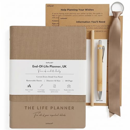 GoPlanUK End Of Life Planner - Im Dead Now What Book - UK Edition | Timeless Organiser File | Plan What To Do When Youre Gone Important Details & Final Wishes | A5 140-Page