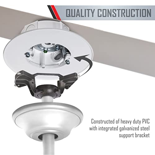 BELL PRCF57550WH Outdoor Ceiling Fan and Luminaire Box White, Round Outdoor Electrical Box for Ceiling Fans with Lights, Exterior Weatherproof Electrical Box for Pendant Lights, Chandeliers, and Fans by BELL - Image 4