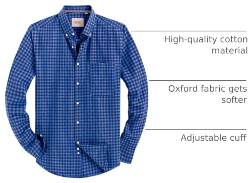 Image of Alimens & Gentle Mens Solid Oxford Shirt Long Sleeve Dress Shirt Work Casual Button Down Shirts with Pocket