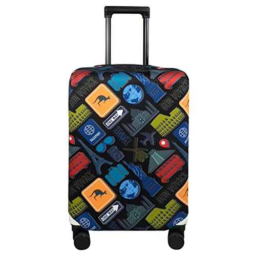Image of Explore Land Luggage Cover Suitcase Protector, Bon Voyage, M (23-26 inch luggage)