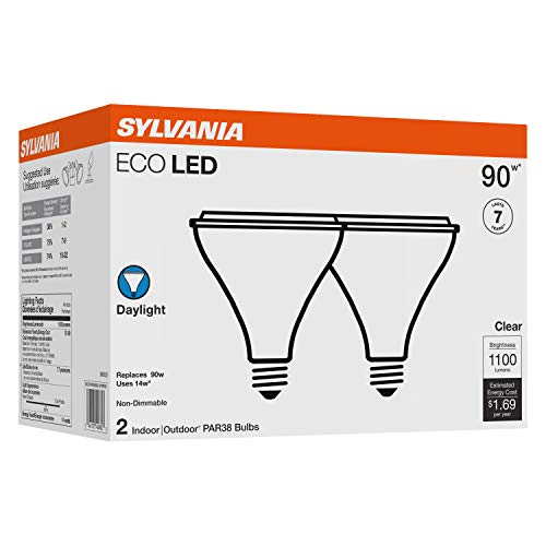 Image of Sylvania ECO LED PAR38 Light Bulb, 90W : 14W, 7 Year, Non-Dimmable, 1100 Lumens, Clear, 5000K, Daylight - 12 Pack (40882)