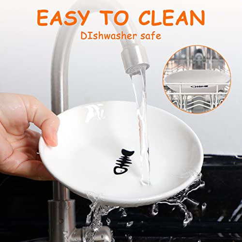 Dorakitten Ceramic Cat Food Plates: Cat Wet Food Bowls Cat Feeding Wide Bowls To Stress Relief Of Whisker Fatigue Cat Dishes, Shallow Bowls For Kittens And Small Animals With Non-Slip Mat #TOP5