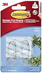 Command Medium Hook, Pack of 2 Hooks and 4 Adhesive Strips, Transparent - Damage Free Hanging - Holds up to 900g