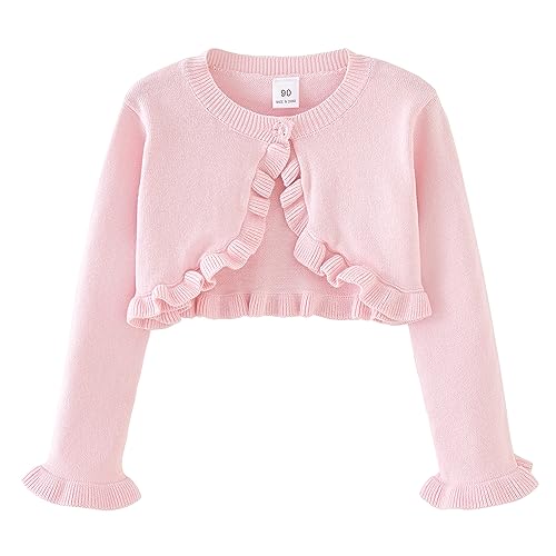 Image of Girls Cardigan Sweater Button Knit Sweater Kids Ruffle Long Sleeve Dress Cover Up Size 12M-6T