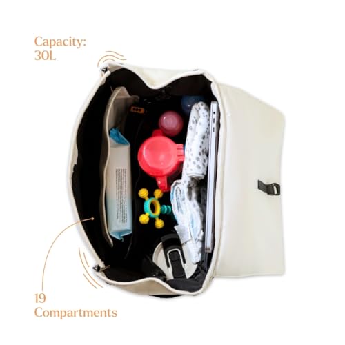 Image of Loopie Robin Diaper Bag | 19 Compartments | 3 Insulated Sections | Spill-Proof Pouch | Foldable Changing Mat | Unisex Design | Backpack, Sling, Tote| Laptop Section | Stroller Straps | 30 L