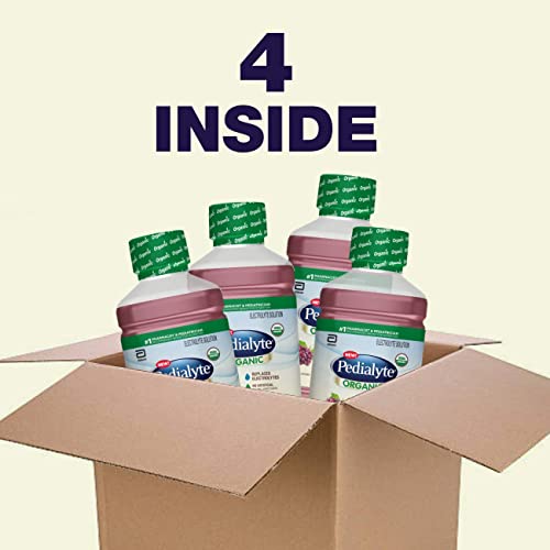Pedialyte Organic Electrolyte Drink, Advanced Hydration For Kids & Adults, With Zinc For Immune Support, Grape, 1 Liter 33.8 Fl Oz (Pack Of 4) #TOP7