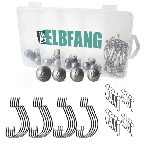 Kit Cheburaschka 60 pièces avec têtes plombées et crochets offset pour montage Texas Rig