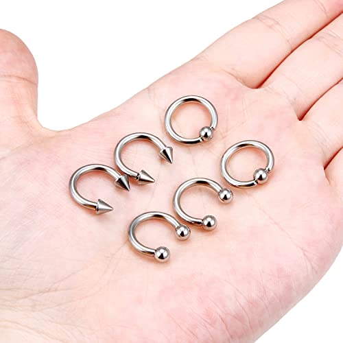 Ocptiy 00G 0G 2G 4G 6G 8G 10G 12G 14G 16G Septum Rings Silver Black Surgical Steel Heavy Gauges Earrings Stretching kit Eyebrow Lip Septm Nose Rings Helix Tragus Daith Rook Earrings Hoops 10mm-19mm3